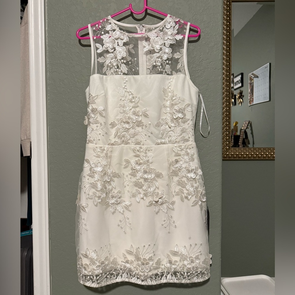 Lulus Flowering Perfection White 3D Floral Embroidered Mini Dress